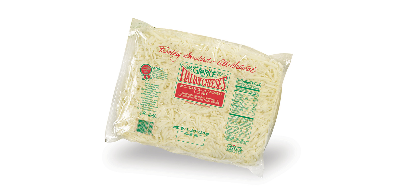 Mozzarella Asiago Blend Cheese Shredded